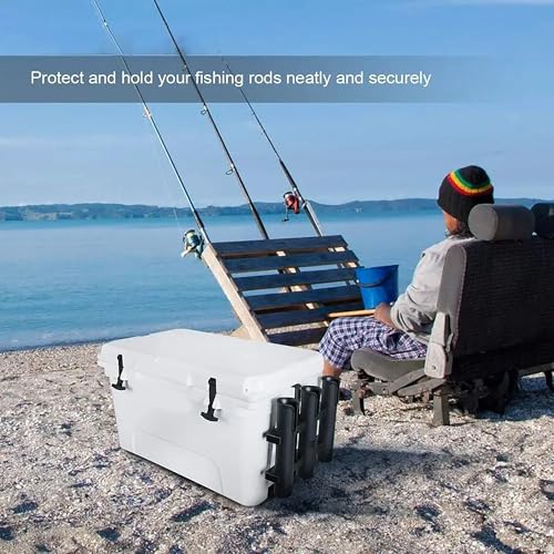 Fishing Rod Holders Wall Mounted 3 Pole Tubes Adjustable Fishing Rod Holder Bracke for Boat Kayak Garage Cooler Trailer Portable with Hardware - color: Black-2 Pole