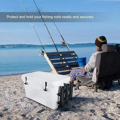 Fishing Rod Holders Wall Mounted 3 Pole Tubes Adjustable Fishing Rod Holder Bracke for Boat Kayak Garage Cooler Trailer Portable with Hardware - color: Black-2 Pole