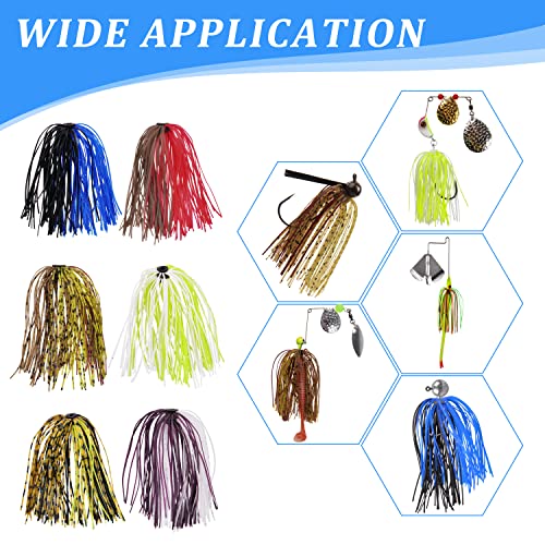 Silicone Jig Skirts Fishing Lures 50 Strands Bass Fishing Jigs Spinnerbait Skirts Replacement Kit Squid Jig Spinner Bait DIY Fishing Lures 12/24 Bundles - size: Type A-12 bundles
