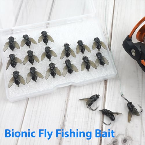 Bionic Fly Fishing Bait, Flies Fishing Lures Kit Trout Jigs Swimbaits Dry Flies Fly Fishing Lures Fish Attractant Fly Fishing Hook for Saltwater Freshwater Bass Panfish 15mm - color: Black-18pcs