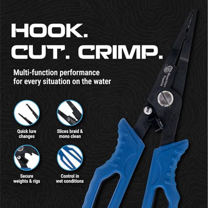 Reaction Tackle 7 Piece Fishing Tool Kit, Fillet Knife and Sharpener, Fishing Pliers, Braid Scissors, Floating Lip Gripper, Hook Remover and Lanyard, Stainless Steel for Saltwater and Freshwater