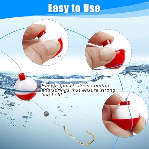 Fishing Bobbers Fishing Floats and Bobbers ABS Push Button Fishing Round Buoy Float Bobber Red/White Bobbers Floats Fishing Tackle Accessories 0.5"/0.75"/1"/1.5"/2"/2.5" - style: 0.75 inch- 30pcs