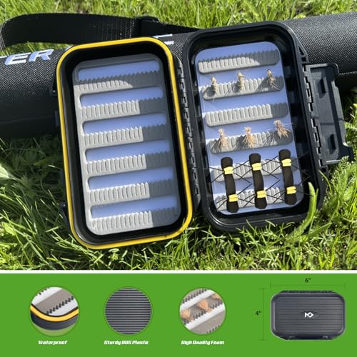 Fly Fishing Rod and Reel Combo Starter Kit, Graphite Fly Rod with Cork Handle, Die Cast Aluminum Reel, Fly Box Case & Fishing Flies and Carrying Case and Accessories - style: 5wt - 9' - 7 Pc（upgrade Fly Reel）