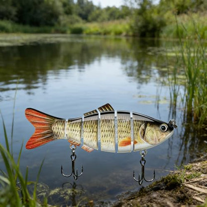 10cm 6-Segment Bionic Swimbait Multi-Jointed Hard Fishing Lure with Treble Hook Realistic Fake Bait for Outdoor Fishing for Men, Anglers, Father’s Day & Birthday