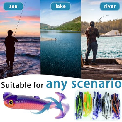 Fishing Soft Plastic Lures, Paddle Tail Swim Baits for Bass Fishing,Paddle Tail Swimbaits for for Bass Trout Walleye Lures, 30/50pcs Soft Plastic Baits with Box - color: E:2.36in/0.05oz-50pcs
