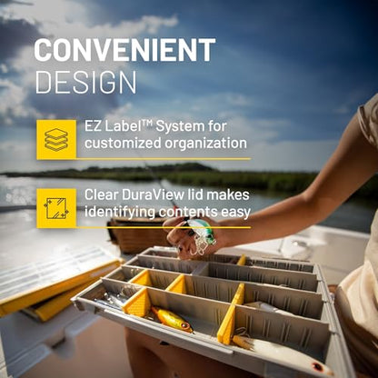 Plano EDGE 3700 Premium Tackle Utility Box, Gray and Yellow, Stackable Organizers, Waterproof, Rust-Resistant Bait and Tackle Storage - style: 3700 Standard