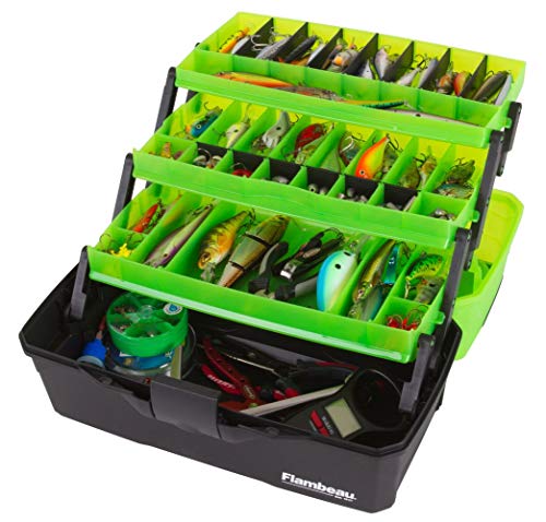 Flambeau Outdoors 6383FG 3-Tray Classic Tray Tackle Box, Portable Tackle Organizer, Frost Green/Black - color: Frost Green/Black
