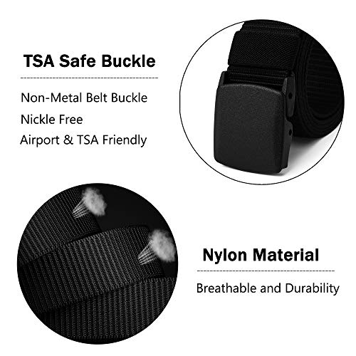 Mile High Life | Nylon Web Belt | Outdoor Military Belt | TSA Safe Buckle Plastic/Metal - color: Khaki 510 Buckle