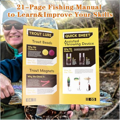 FONMANG 322-Piece Fishing Lures Kit - Buzz Bait/Spinner Baits/Jig/Frog, Fishing Tackle Box with Tackle Included, Soft Bait/Hooks/Weights, Fishing Gear Lure Kit Gift for Men Freshwater Bass Trout - color: C-320pcs Trout Fishing Kit