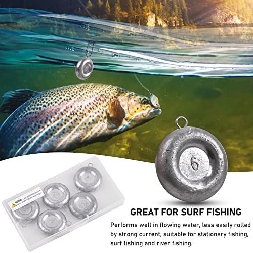 Disc Sinkers Fishing Weights, Flat Coin Sinkers Saltwater Surf Fishing Weights for Catfishing Drifting Trolling Bottom Saltwater Fishing Tackle 1oz 2oz 3oz 4oz 5oz 6oz 8oz - style: 2 Ounce, 10 Pack