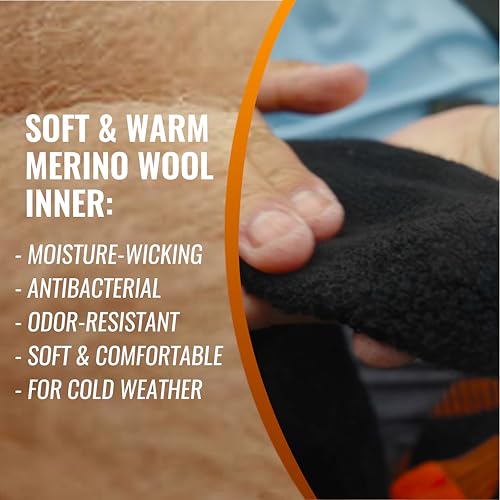 Waterproof Merino Wool Touchscreen Gloves,3-Layer Thermal Winter Gloves,Windproof for Skiing,Work - size: Medium