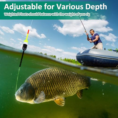 VioraWhite 20 Pcs Fishing Floats Bobbers Spring Oval Stick Slip Floats Balsa Wood High Visibility and Sensitive for Crappie Catfish Trout Panfish Walleye Fishing - size: 1.7″x0.59″x5.7″