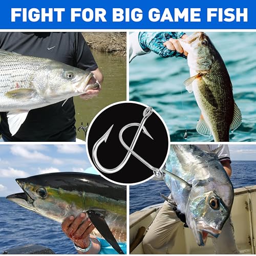 Large Giant Shark Fishing Hooks Saltwater,12pcs Forged Alligator Tuna Hooks Big Game Stainless Steel J Fish Hooks Extra Strong for Shark Swordfish Tuna Catfish 5/0-13/0 - size: 12/0-12Packs