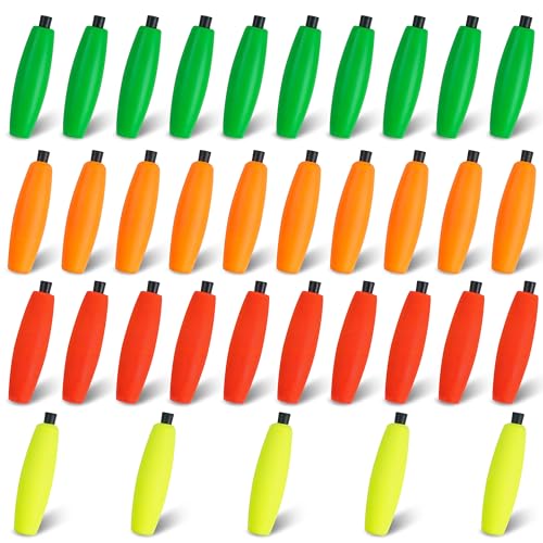 SILANON Peg Floats Fishing Bobbers,Foam Cigar Fishing Floats Bobbers Catfish Floats Slip Fishing Cork Bobbers with Pipe Plug for Catfish Santee Rig Freshwater Saltwater Fishing - size: 2.5 inch, style: Mixed 4 Single Colors-35pcs