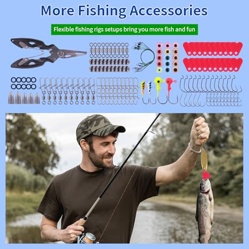 140/234PCS Fishing Lures Kit with Pliers, Fishing Gear Tackle Box Included Tackles, Bionic Baits,Spoon, Hooks, Weights Freshwater, Saltwater and Accessories for Men Women Kids - size: 234PCS