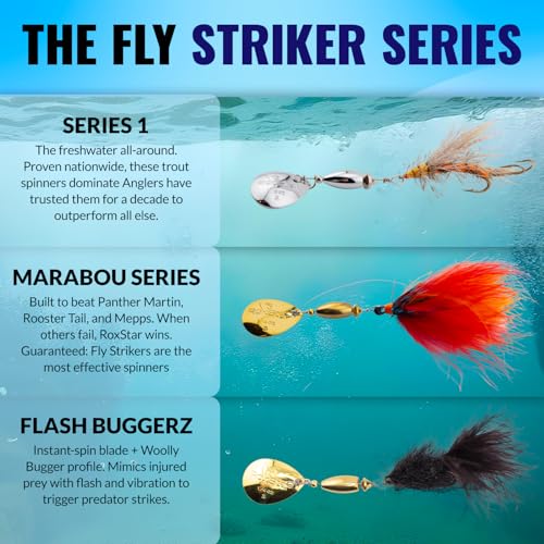 RoxStar Fly Strikers Proven Nationwide to Out-Fish Any Spinner | Hand-Tied in The USA | Most Versatile Fishing Spinner Ever! Trout, Bass, Steelhead