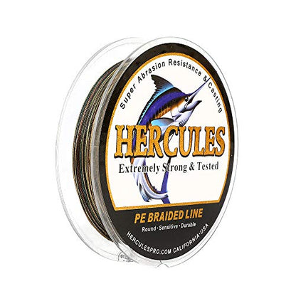 HERCULES Cost-Effective Super Strong 4 Strands Braided Fishing Line 6LB to 100LB Test for Salt-Water, 109/328 / 547/1094 Yards (100M / 300M / 500M / 1000M), Diam# 0.08MM - 0.55MM, Hi-Grade - color: Camouflage, size: 8LB(3.6KG)-0.10MM-1094YDS(1000M)