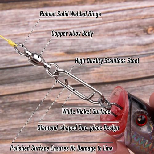 Alwonder 30-Pack Fishing Speed Clips Quick Change Snap Swivels, Ball Bearing Swivel Power Clips Fishing Snap Swivels Freshwater Saltwater Crankbait Popper Lures Quick Snaps Connectors Tackle - size: Size 5+L (110LB) 30pcs
