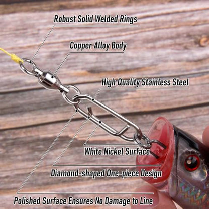 Alwonder 30-Pack Fishing Speed Clips Quick Change Snap Swivels, Ball Bearing Swivel Power Clips Fishing Snap Swivels Freshwater Saltwater Crankbait Popper Lures Quick Snaps Connectors Tackle - size: Size 4+L (110LB) 30pcs
