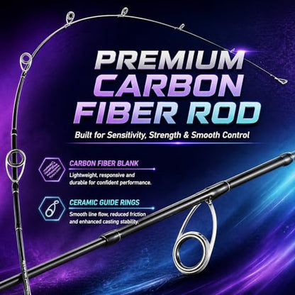 Sougayilang Fishing Rod Reel Combo, 2 Pieces Light Weight Spinning Rod with Bright Powerful Smooth Fishing Reel,Good Starter Combo for Bass Freshwater - color: Purple