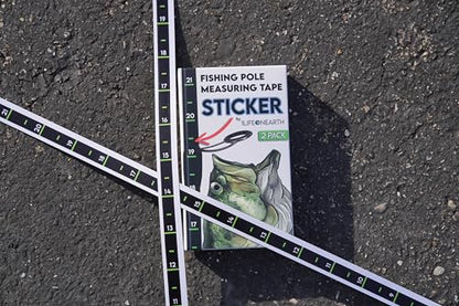 Fishing Pole Measuring Tape Sticker, 24 Inch Ruler Decal to attach to Fishing Rod (2 Pack), Black, UV-RESISTANT, Sticks to Boat, Truck, Rod, Kayak-Paddle, High Visibility Numbers, WATERPROOF