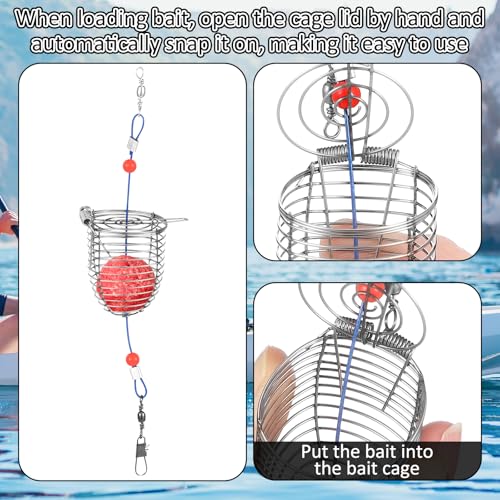 Hollowfly 20 Pcs Carp Fishing Bait Trap Cage Bulk Stainless Steel Feeder Basket Holder Coarse Lure Trap Catfish Carp Fishing Accessories - size: 6 x 1.7"