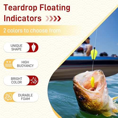 Trout Floats 20/50pcs Slotted Fishing Bobbers Foam Teardrop Strike Indicators Fly Fishing Floats for Trout Catfish Freshwater Saltwater - style: 20pcs