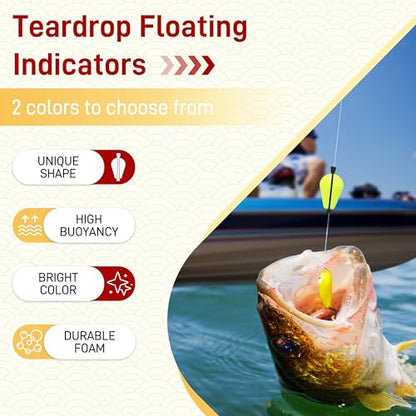 Trout Floats 20/50pcs Slotted Fishing Bobbers Foam Teardrop Strike Indicators Fly Fishing Floats for Trout Catfish Freshwater Saltwater - style: 50pcs