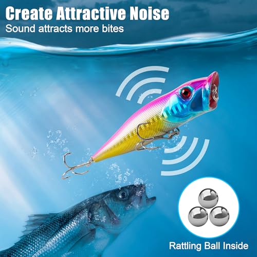 8PCS Fishing Lures Popper Lures Shadllow Deep Diving Swimbait Crankbait Fish Wobble Hard Fishing Baits for Bass Trout Freshwater and Saltwater Fish Tackles 3.54inch/4.0inch - color: 3.54inch - 8pcs