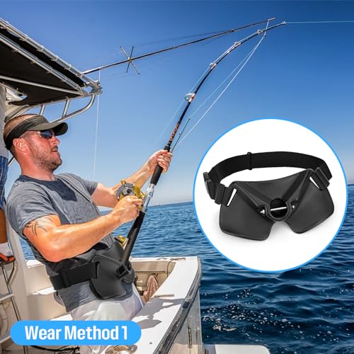 SANLIKE Fishing Fighting Belt, Adjustable Rod Holder Waist Gym Girdle Black | Heavy duty fish fighting belt offers excellent leverage. Perfect waist belt fishing rod holder for big game offshore - color: Black