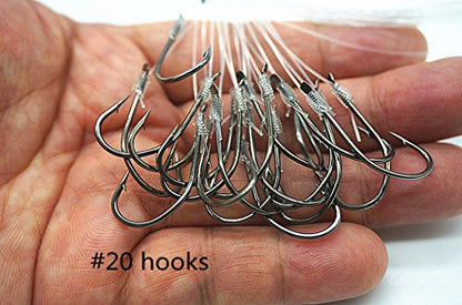 Toasis Fishing Snells Pre Tied Fishing Hooks Pack of 160pcs Assorted Sizes