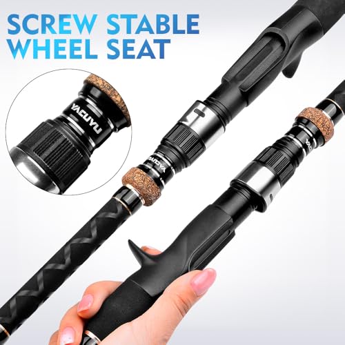 PROBEROS Surf Fishing Rod - Casting Spinning Fishing Rods with Tube(Case) 3 Piece 9'/10'/11'/12' Carbon Saltwater Travel Surf Spinning Rods - size: 10'6''-Casting-3pc