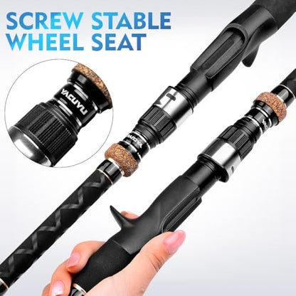 PROBEROS Surf Fishing Rod - Casting Spinning Fishing Rods with Tube(Case) 3 Piece 9'/10'/11'/12' Carbon Saltwater Travel Surf Spinning Rods - size: 10'6''-Casting-3pc