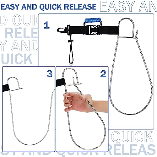 Sotiff 4 Pieces Fishing Stringer Clips, Heavy Duty Fish Stringer Holder Stainless Steel Snap Hook Lanyard Quick Release Fish Lock for Spearfishing Kayak Fishing Diving Bass - color: Blue