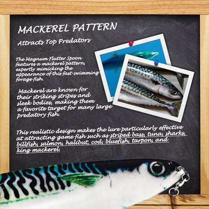 Magnum Flutter Spoon Deep Sea Jigging Fishing Lures, 7.5-9 Inch Large Hard Metal Sinking Trolling Casting Striper Fishing Spoon Baits for Striped Bass, Salmon, Walleye, Saltwater, Freshwater - color: C3 - 9" Classic - Mackerel