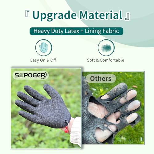 2pcs Fishing Gloves for Handling - Magnetic Quick Release Design Fish Handling Gloves for Women & Men, Puncture Resistant Fish Cleaning Gloves No Slip Grip