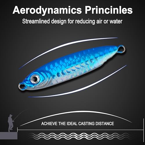 Saltwater Jig Fishing Lures - Stripe Bass Jigs, Metal Lead Spoon Jigging Baits with Sharp Hooks for Tuna Salmon Grouper Sea - size: 20g-5PCS