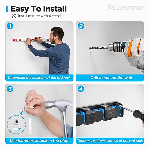 PLUSINNO Fishing Gifts for Men - V6 Vertical Fishing Rod/Pole Holders, Support Extra Large & Heavy Fishing Rod Combos, Fishing Rod Holders for Garage, Wall Mounted Fishing Rod Rack Storage - style: Upgraded 2pack (Support Heavy rod combos)