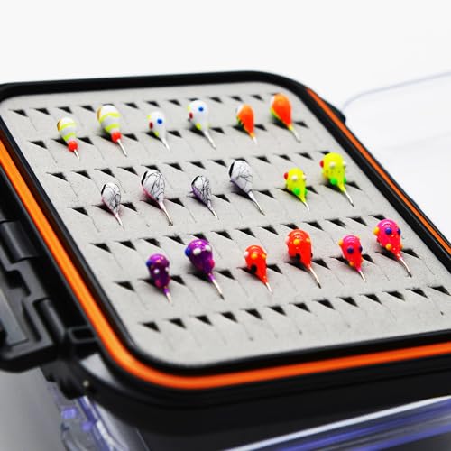 Alichino Ice Fishing Jig Set Ice Fishing Lures Micro Jig Head Hook Set for Panfish, Crappie, Walleye, Perch, Trout, Bluegill - color: 18pcs Tungsten Ice Jigs Set