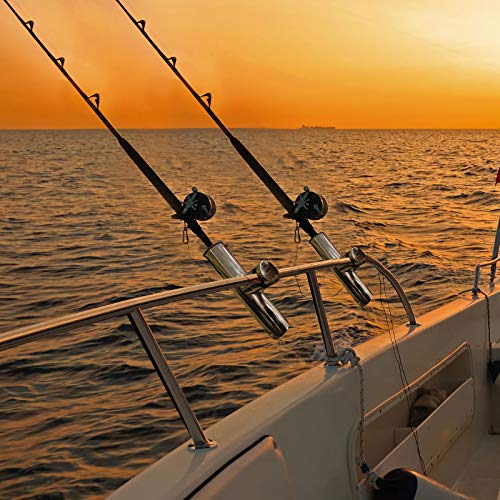 AMYSPORTS Stainless Steel Trolling Rod Holder Clamp Side Mount Fishing Pole Holders Adjustable Kayak Rail Rods Supporters Boat Sailboat for Boating