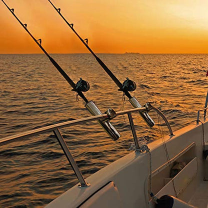 AMYSPORTS Stainless Steel Trolling Rod Holder Clamp Side Mount Fishing Pole Holders Adjustable Kayak Rail Rods Supporters Boat Sailboat for Boating