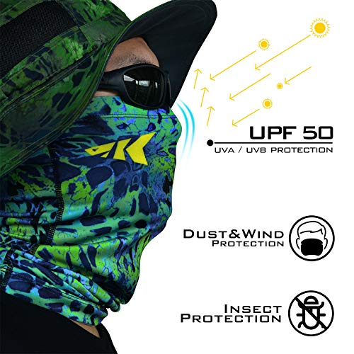 KastKing Sol Armis Neck Gaiter - UPF 50 Face Mask - UV Sun Protection Mask for Men & Women, Fishing, Hiking - color: J: Blue Tang (Size: 19"x9.5")