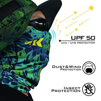 KastKing Sol Armis Neck Gaiter - UPF 50 Face Mask - UV Sun Protection Mask for Men & Women, Fishing, Hiking - color: J: Blue Tang (Size: 19"x9.5"), size: One Size