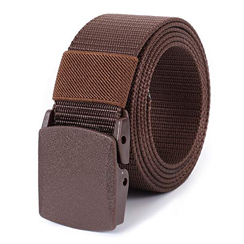 Mile High Life | Nylon Web Belt | Outdoor Military Belt | TSA Safe Buckle Plastic/Metal - color: Black-510brwon 2pc