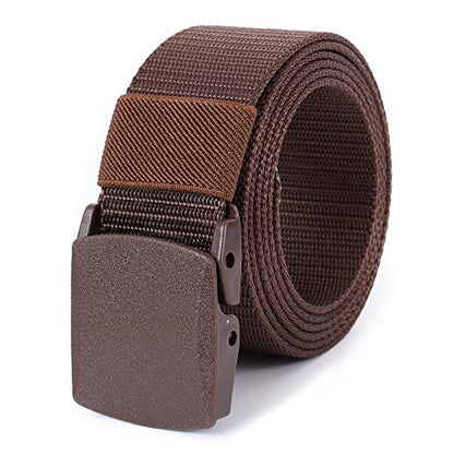 Mile High Life | Nylon Web Belt | Outdoor Military Belt | TSA Safe Buckle Plastic/Metal - color: Brown 510 Buckle