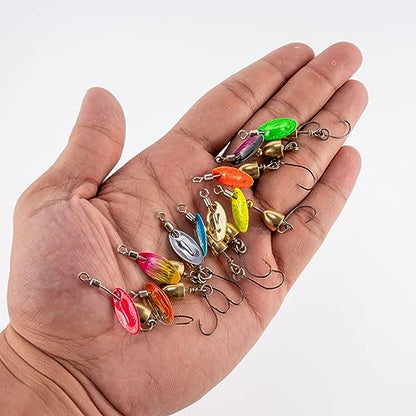 Dr.Fish 10 Pack Fishing Spinner Inline Spinner Lures Single Hook Trout Spinnerbait Lures Kits Bass Crappie Salmon Panfish Walleye Freshwater Stream - color: Single Hook Kit, size: 1/8oz-#10