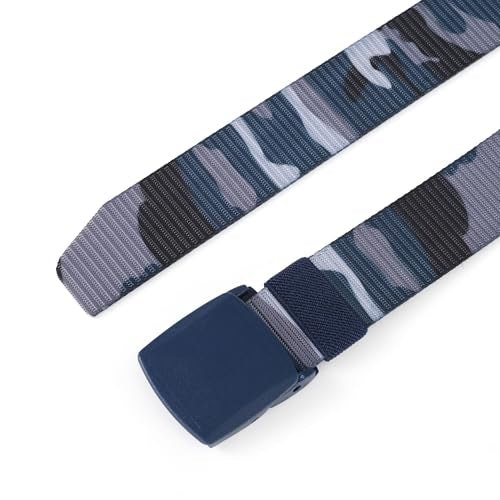 Mile High Life | Nylon Web Belt | Outdoor Military Belt | TSA Safe Buckle Plastic/Metal - color: Camo Blue