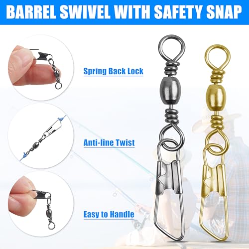 Fishing Hooks and Sinkers Assortment 110pcs Snap Swivels Octopus Circle Hooks Sinkers Bobbers Assortment Fishing Terminal Tackle Starter Kit