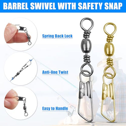 Fishing Hooks and Sinkers Assortment 110pcs Snap Swivels Octopus Circle Hooks Sinkers Bobbers Assortment Fishing Terminal Tackle Starter Kit
