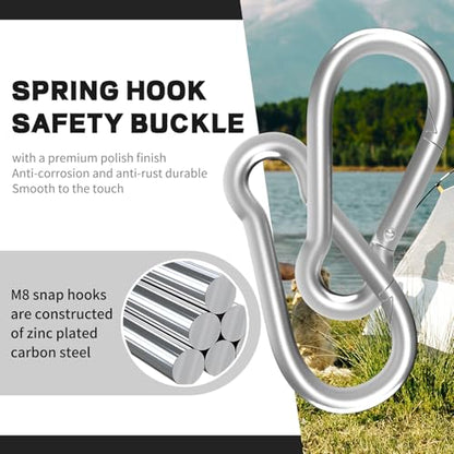 Carabiner, Heavy Duty Galvanized Steel Spring Snap Hook Carabiner Clips with 220LBS Holding Capacity, Ideal for Outdoor, Hammock, Swing and Travel (M5 2Inch, 50PCS) - size: 50PCS-M5, style: Silver